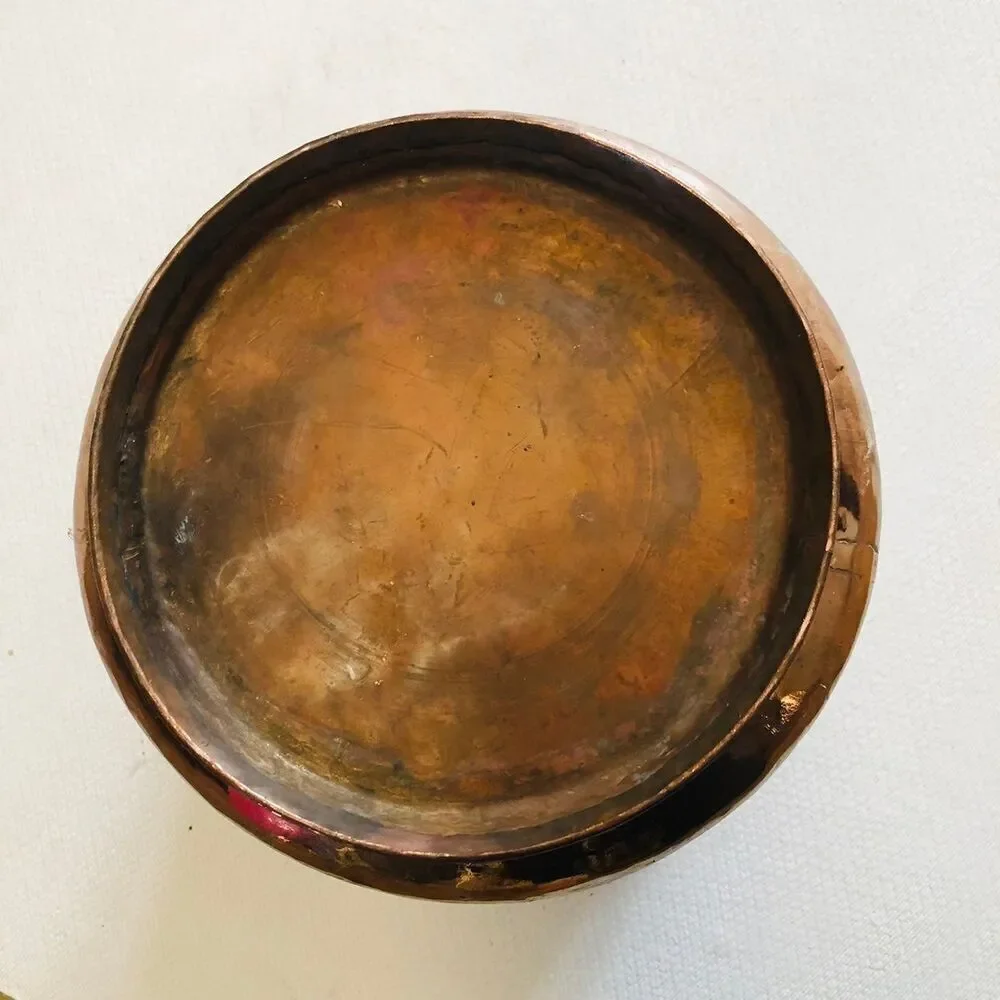Vintage Copper Planter with Handle  hand-hammered pot